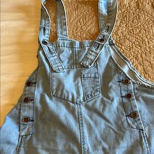 Casual Light Blue Denim Overalls with Side Buttons